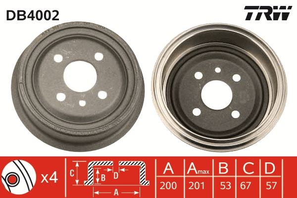 Brake Drum TRW DB4002