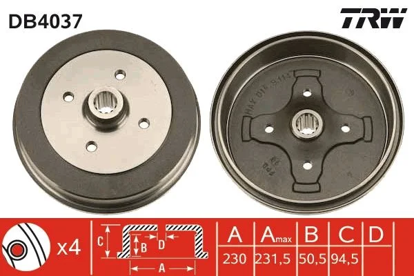 Brake Drum TRW DB4037