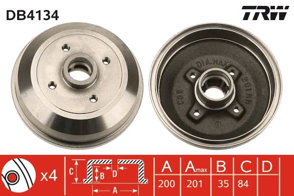 Brake Drum TRW DB4134