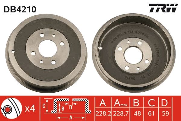 Brake Drum TRW DB4210