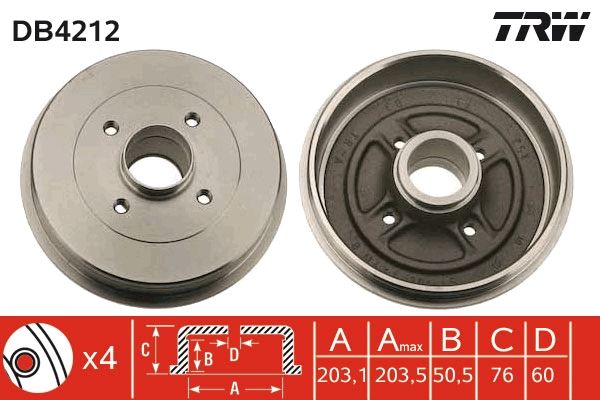 Brake Drum TRW DB4212