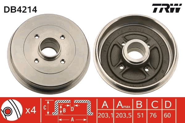 Brake Drum TRW DB4214