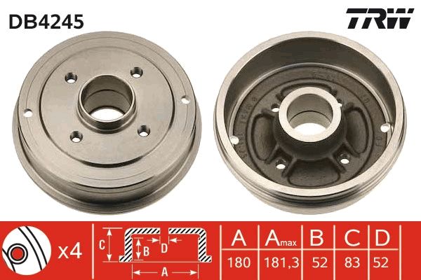 Brake Drum TRW DB4245