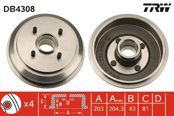 Brake Drum TRW DB4308