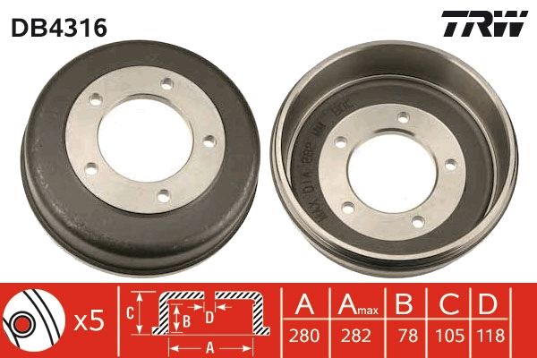 Brake Drum TRW DB4316