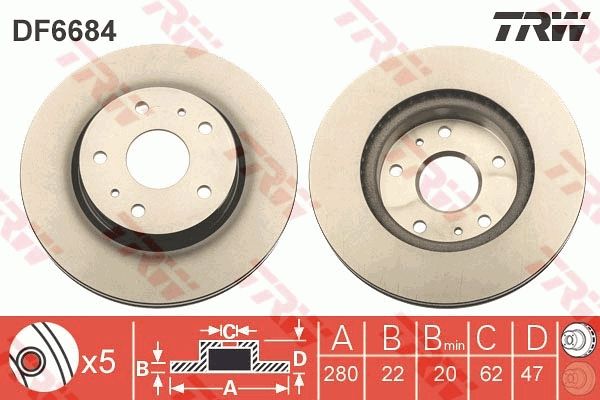Stabdžių diskas TRW DF6684