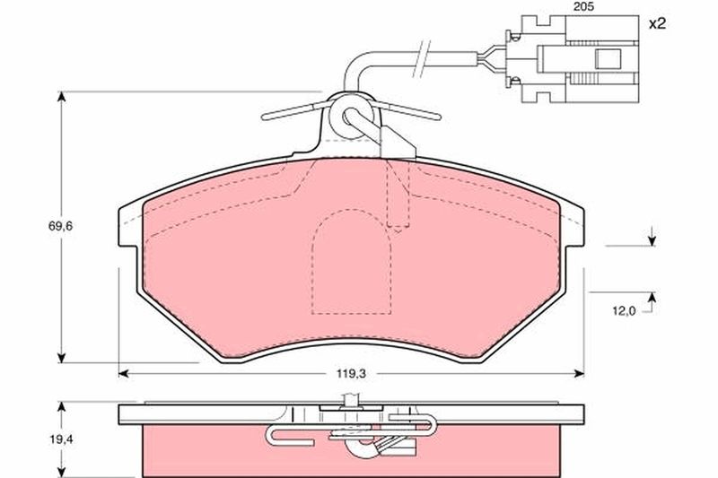 Комплект гальмівних накладок, дискове гальмо TRW GDB1057