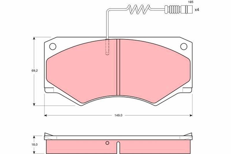 Комплект гальмівних накладок, дискове гальмо TRW GDB1067