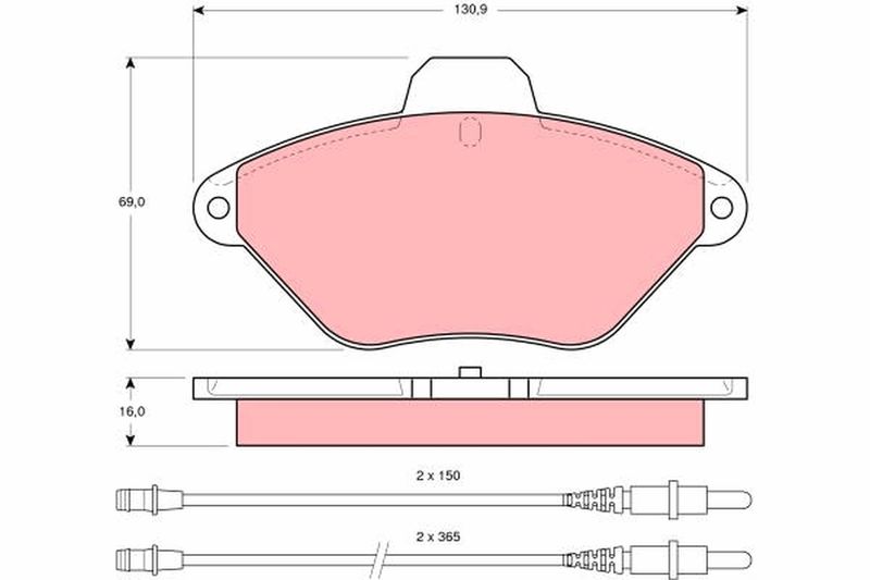 Комплект гальмівних накладок, дискове гальмо TRW GDB1102