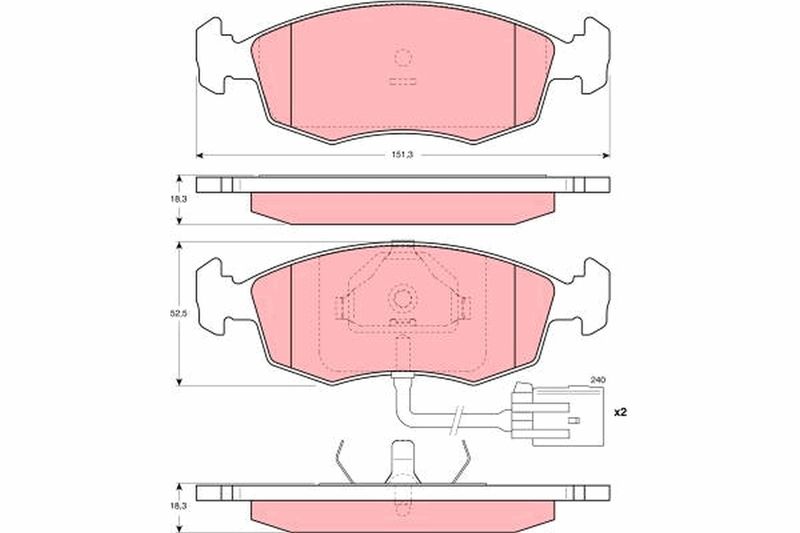 Комплект гальмівних накладок, дискове гальмо TRW GDB1208