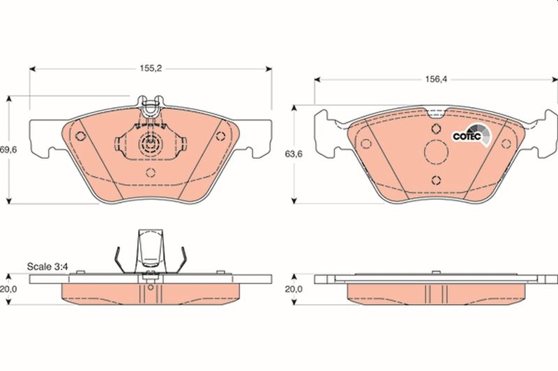 Комплект гальмівних накладок, дискове гальмо TRW GDB1215