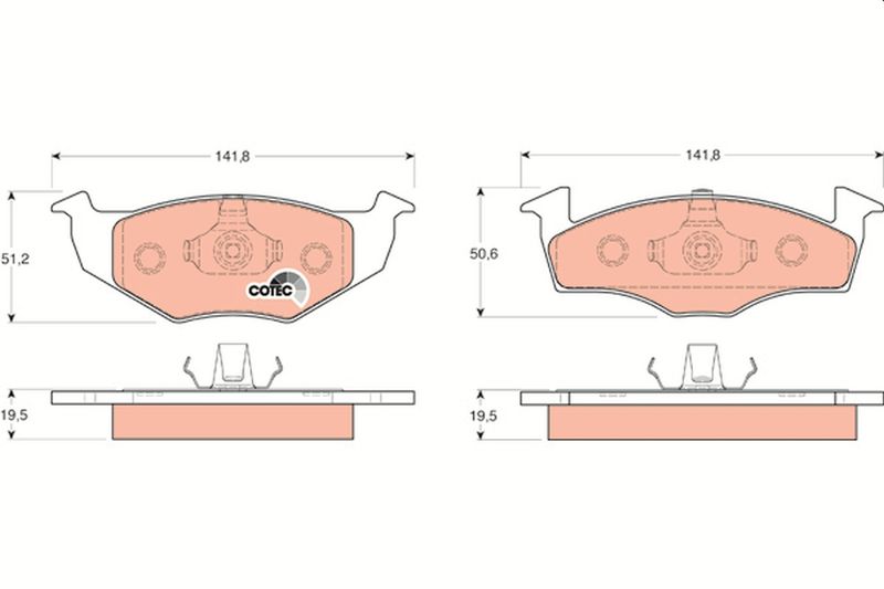 Комплект гальмівних накладок, дискове гальмо TRW GDB1218