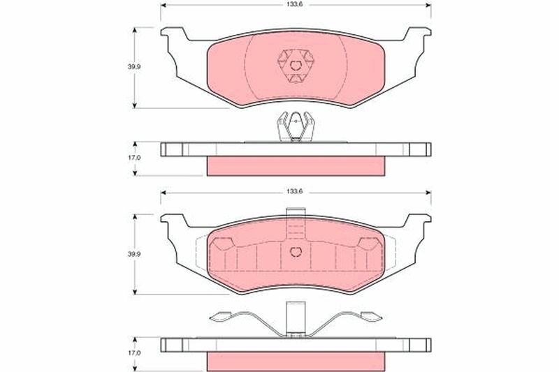 Комплект гальмівних накладок, дискове гальмо TRW GDB1234