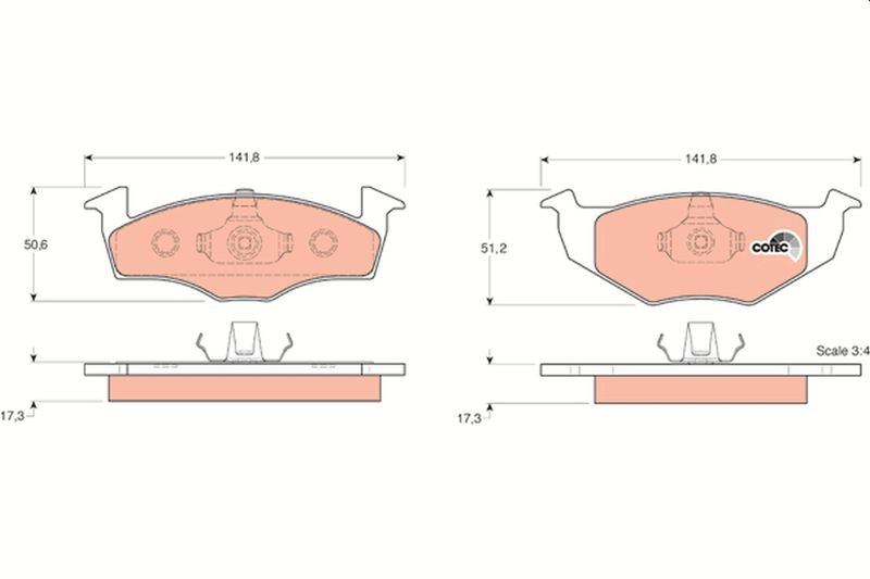 Комплект гальмівних накладок, дискове гальмо TRW GDB1274