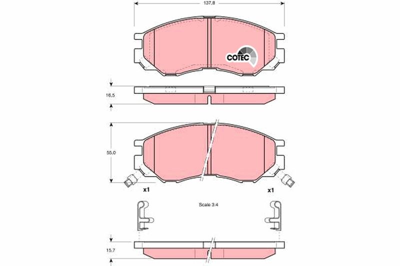 Brake Pad Set, disc brake TRW GDB1286