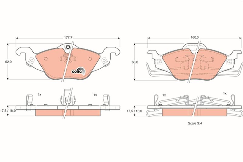 Brake Pad Set, disc brake TRW GDB1351