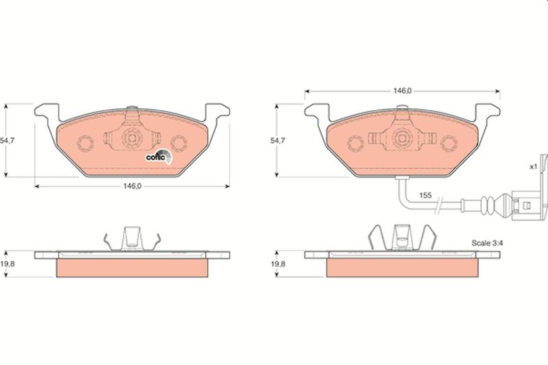 Brake Pad Set, disc brake TRW GDB1386