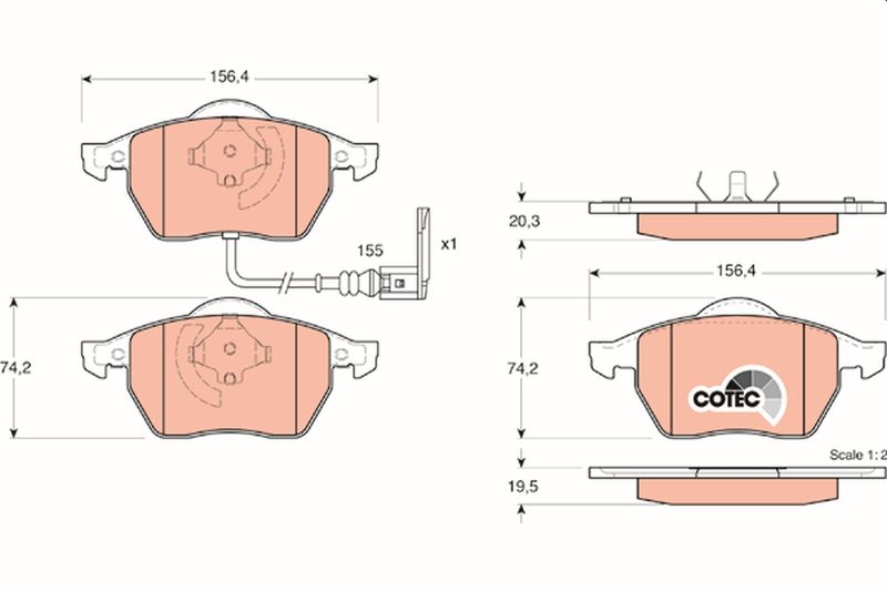 Brake Pad Set, disc brake TRW GDB1403