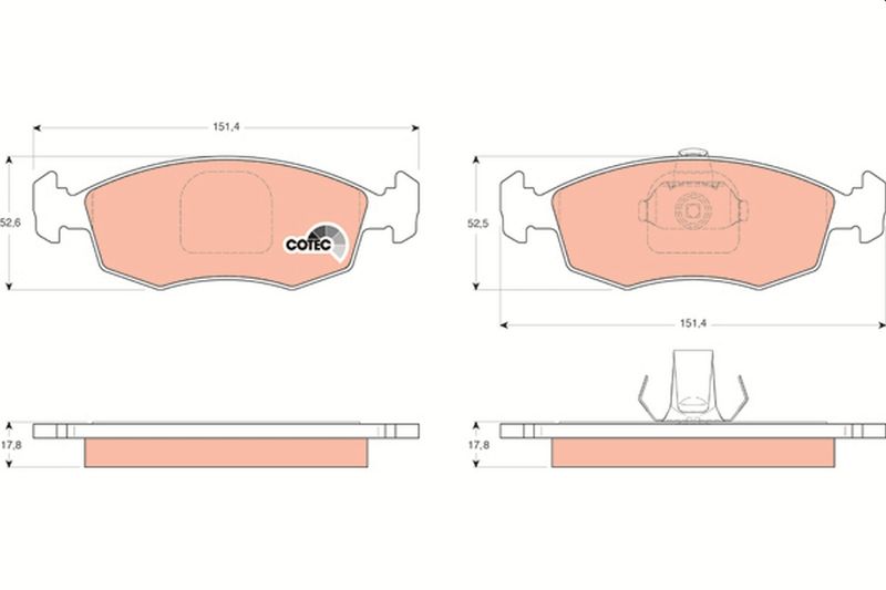Комплект гальмівних накладок, дискове гальмо TRW GDB1443