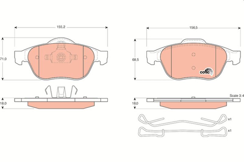 Brake Pad Set, disc brake TRW GDB1468