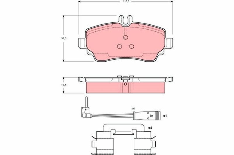 Комплект гальмівних накладок, дискове гальмо TRW GDB1480