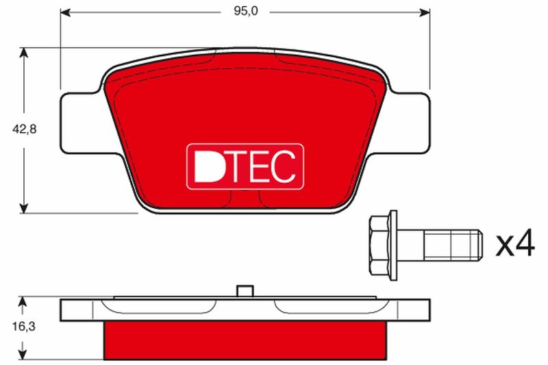 Комплект гальмівних накладок, дискове гальмо TRW GDB1485DTE