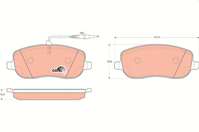 Комплект гальмівних накладок, дискове гальмо TRW GDB1503