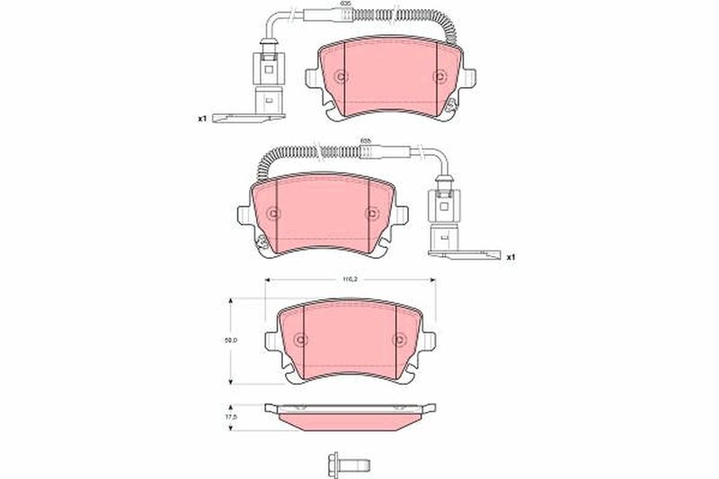 Комплект гальмівних накладок, дискове гальмо TRW GDB1508