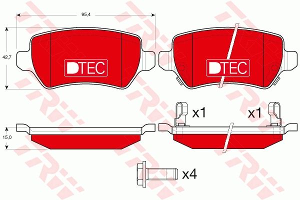 Комплект гальмівних накладок, дискове гальмо TRW GDB1515DTE