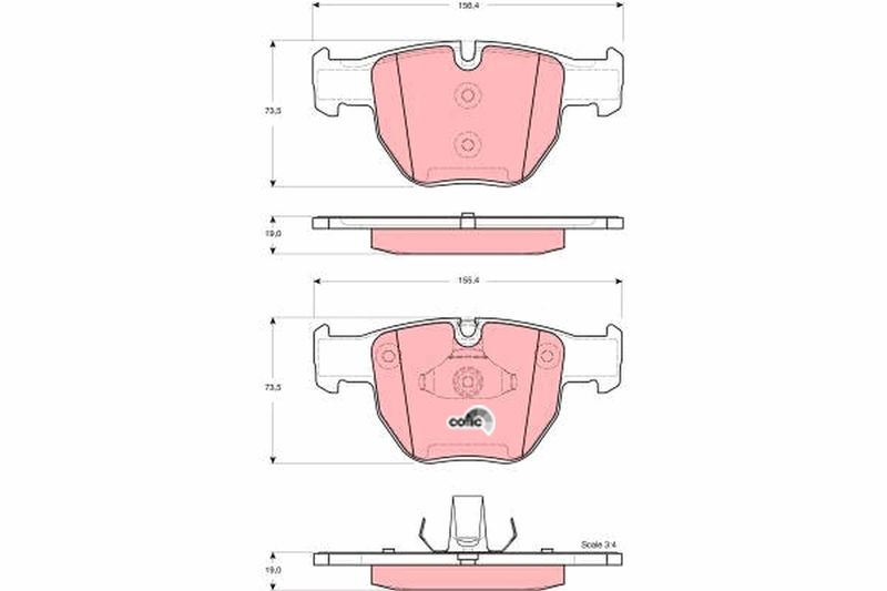 Комплект гальмівних накладок, дискове гальмо TRW GDB1526