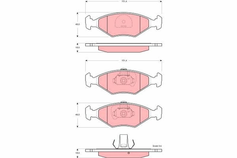 Комплект гальмівних накладок, дискове гальмо TRW GDB1533