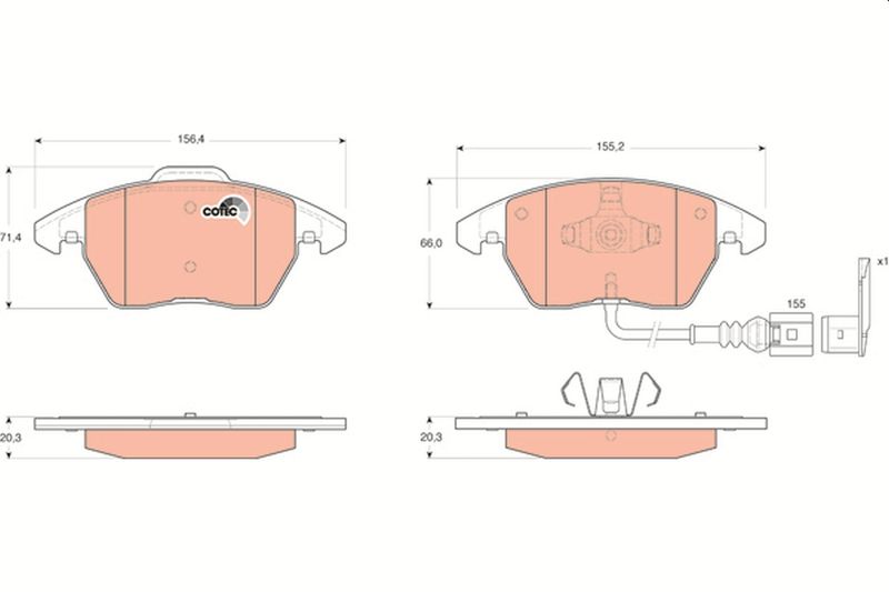 Комплект гальмівних накладок, дискове гальмо TRW GDB1550