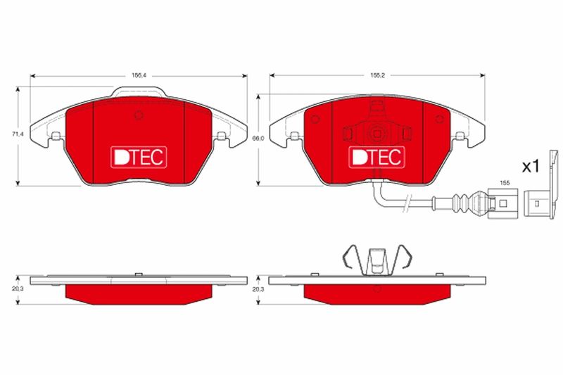 Комплект гальмівних накладок, дискове гальмо TRW GDB1550DTE