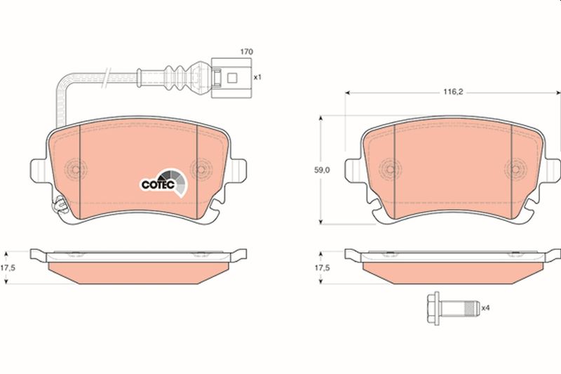 Brake Pad Set, disc brake TRW GDB1557