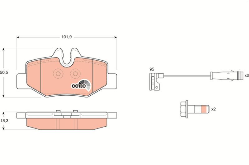 Комплект гальмівних накладок, дискове гальмо TRW GDB1601