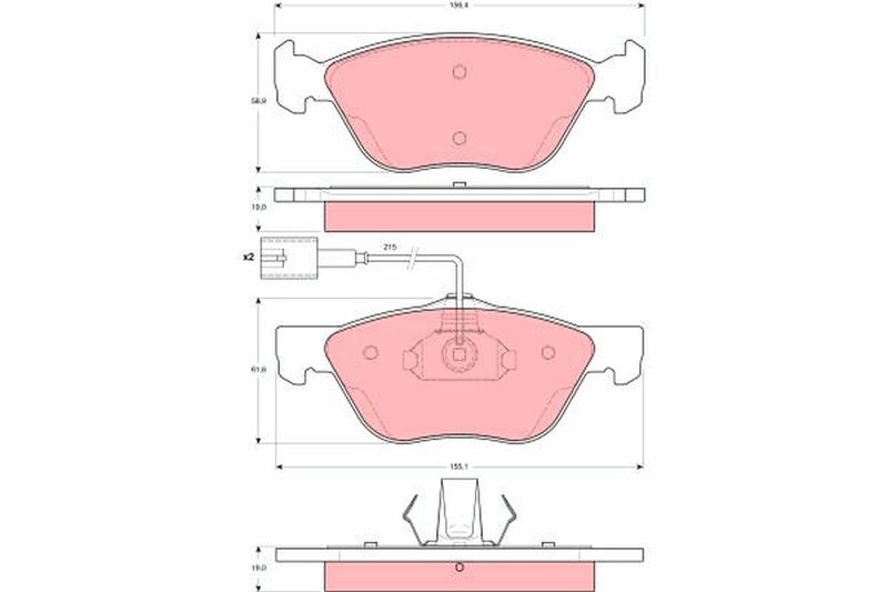 Комплект гальмівних накладок, дискове гальмо TRW GDB1602