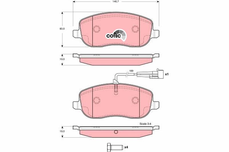 Brake Pad Set, disc brake TRW GDB1636