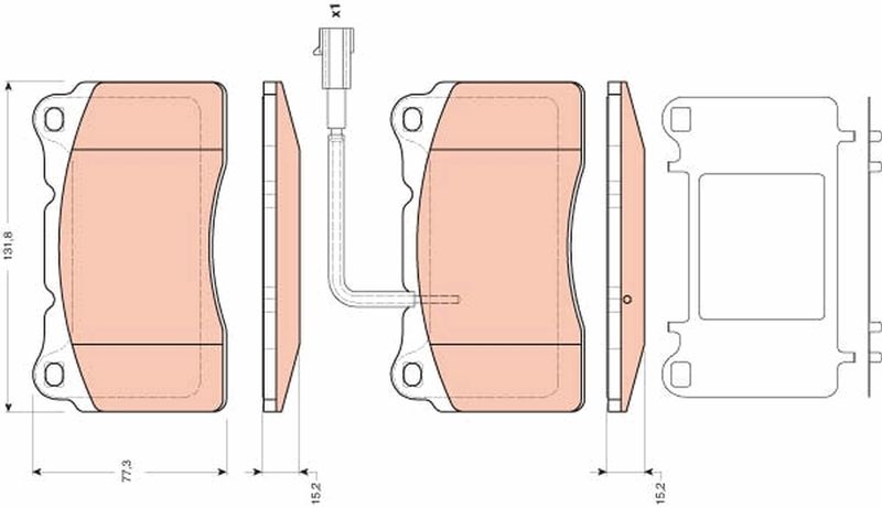 Комплект гальмівних накладок, дискове гальмо TRW GDB1645