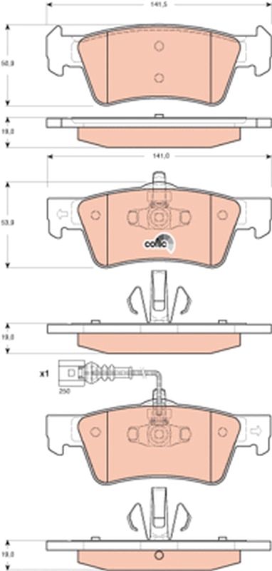 Комплект гальмівних накладок, дискове гальмо TRW GDB1671