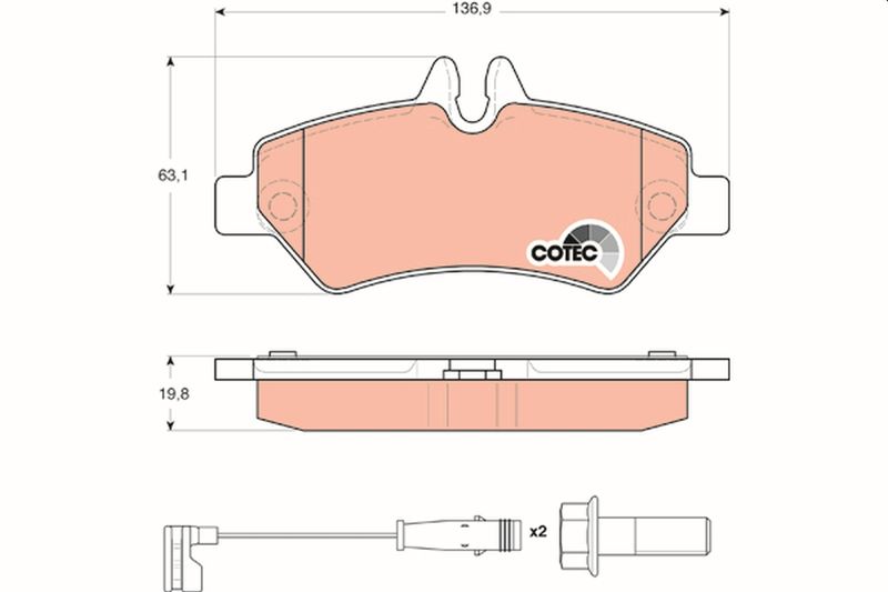 Brake Pad Set, disc brake TRW GDB1697