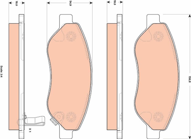 Brake Pad Set, disc brake TRW GDB1713