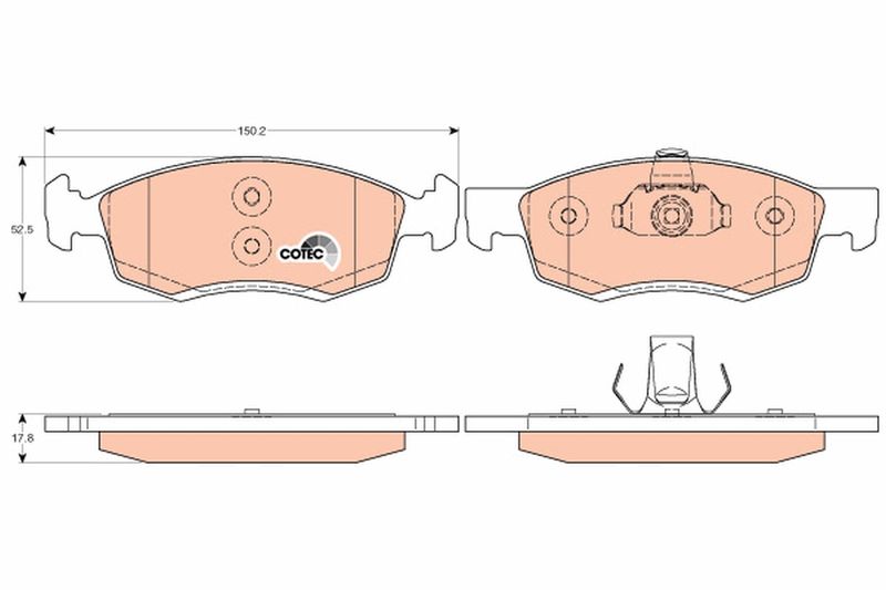 Комплект гальмівних накладок, дискове гальмо TRW GDB1749