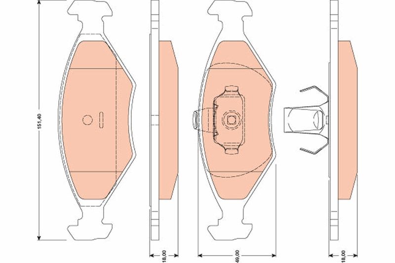 Комплект гальмівних накладок, дискове гальмо TRW GDB1751