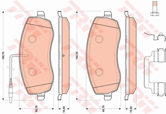 Комплект гальмівних накладок, дискове гальмо TRW GDB1820