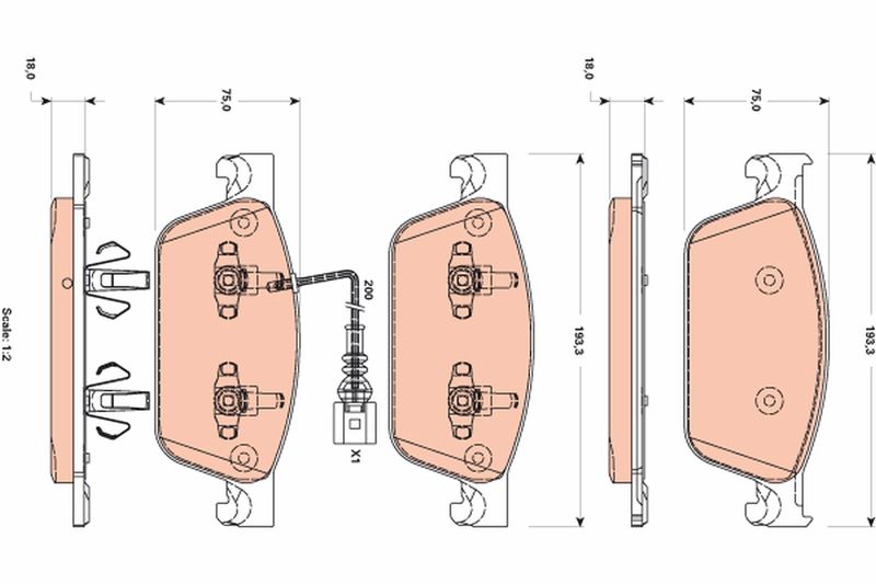 Brake Pad Set, disc brake TRW GDB1887