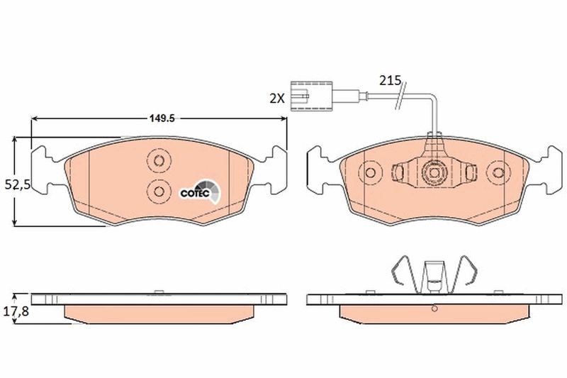 Комплект гальмівних накладок, дискове гальмо TRW GDB1900