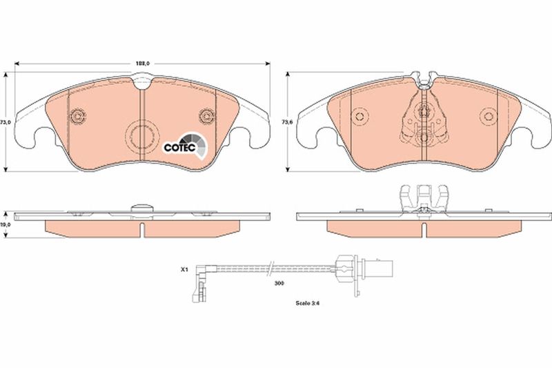 Brake Pad Set, disc brake TRW GDB1908