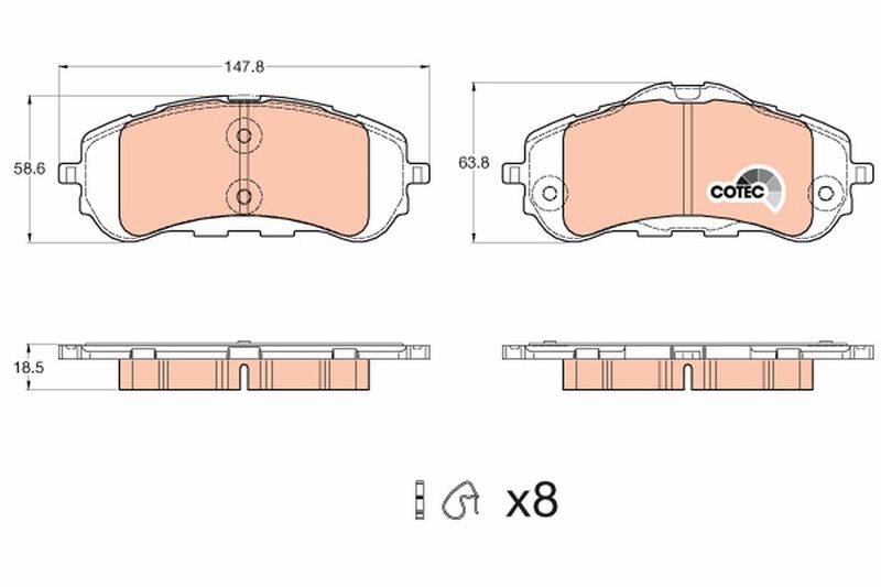 Brake Pad Set, disc brake TRW GDB2044