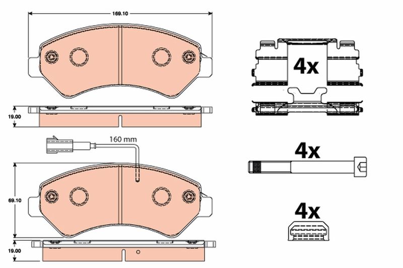 Brake Pad Set, disc brake TRW GDB2072