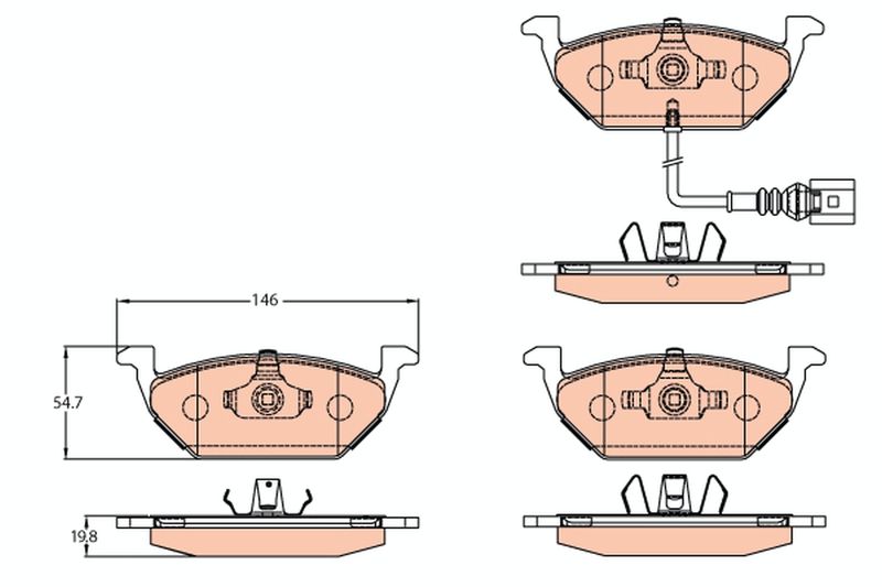 Комплект гальмівних накладок, дискове гальмо TRW GDB2108